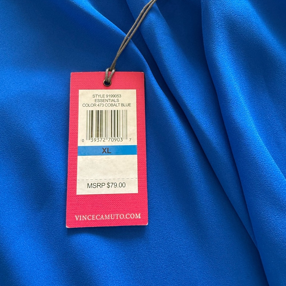 Vince Camuto Varsity Blue Tunic Length Blouse - Picture 7 of 8